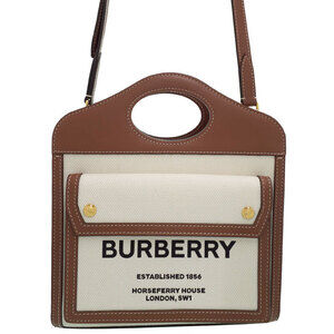 Burberry Two Tone Canvas Leather Pocket Bag
